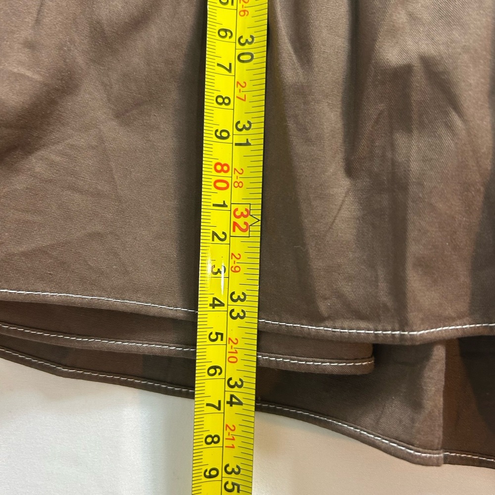 En Saison Meline Poplin Babydoll Dress Brown Puff Sleeves‎ Pockets Small NWT - Picture 8 of 15